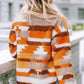 Fuzzy Contrast Snap Down Long Sleeve Jacket
