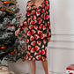 Christmas Element Print Long Sleeve Dress