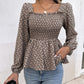 Printed Square Neck Long Sleeve Blouse