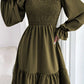 Smocked Square Neck Flounce Sleeve Mini Dress