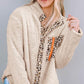 Leopard Snap Down Pocketed Collared Neck Jacket