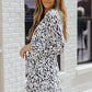 Printed Tie-Waist Long Flounce Sleeve Dress