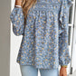 Printed Round Neck Long Sleeve Blouse