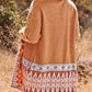 Plus Size Geometric  Open Front Cardigan with Pockets