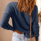 Waffle Knit Henley Long Sleeve Top