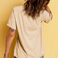 Slogan Graphic Round Neck Cuffed Sleeve Tee