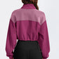 Contrast Drawstring Zip Up Jacket