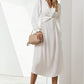 Twist Front V-Neck Flounce Sleeve Dress