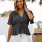 Printed Tied Flutter Sleeve Babydoll Blouse