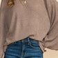 Round Neck Dropped Shoulder Lantern Sleeve T-Shirt