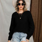 Openwork Round Neck Raglan Sleeve Sweater