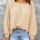 Square Neck Waffle-Knit Top