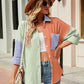Color Block Button Up Collared Neck Shirt