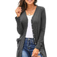 V-Neck Long Sleeve Cardigan with Pocket