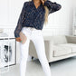 Leopard V-Neck Long Sleeve Shirt