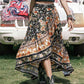 Printed High-Low Ruffle Hem Skirt