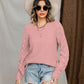 Openwork Round Neck Raglan Sleeve Sweater