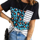 Mixed Print Color Block Round Neck Tee Shirt