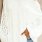 Openwork Dropped Shoulder Boat Neck Blouse
