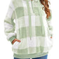 Plaid Half Zip Drawstring Hoodie