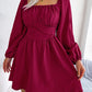 Tied Square Neck Balloon Sleeve Dress