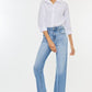 Kancan High Waist Raw Hem Straight Jeans