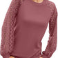 Full Size Eyelet Round Neck Long Sleeve T-Shirt