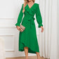 Surplice Tie Front Flounce Sleeve Dress