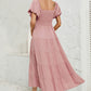 Smocked Square Neck Puff Sleeve Dress