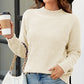 Waffle-Knit Round Neck Reglan Sleeve Sweater