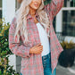 Plaid Curved Hem Dropped Shoulder Longline Shirt Jacket