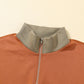 Color Block Exposed Seam Half Zip Sweatshirt