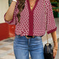 Geometric Print Notched Blouse