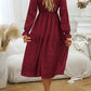 Round Neck Velvet Smocked Flounce Sleeve Dress