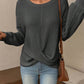 Twisted Waffle-Knit Dropped Shoulder T-Shirt