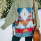 Dropped Shoulder Long Sleeve Printed Denim Jacket