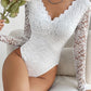 V-Neck Long Sleeve Lace Trim Bodysuit