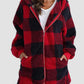 Plaid Zip Up Hooded Jacket with Pockets