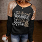 Sequin Slogan Graphic T-Shirt