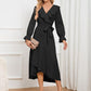 Surplice Tie Front Flounce Sleeve Dress