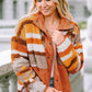 Fuzzy Contrast Snap Down Long Sleeve Jacket