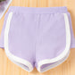 Baby Girl Contrast Trim Ribbed Cami and Shorts Set