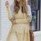 Frill Striped Leopard Round Neck Mini Dress