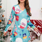 Christmas Element V-Neck Long Sleeve Mini Dress