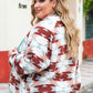 Plus Size Geometric Sanp Down Long Sleeve Jacket