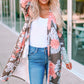 Stripe Detail Sleeve Floral Print Cardigan