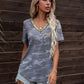 Glitter V-Neck Short Sleeve Tee Shirt