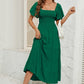 Smocked Square Neck Puff Sleeve Dress