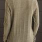 Ribbed Buttoned Long Sleeve Blouse