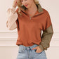 Color Block Exposed Seam Half Zip Sweatshirt